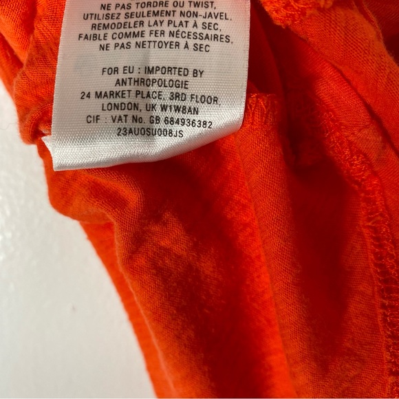 Anthropologie Ric Rac Red Orange Ruffled Cotton Tank Top - Picture 7 of 8